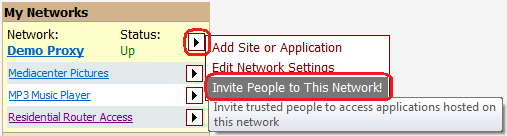 Invite a user to the network menu