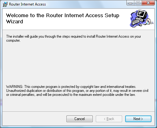 Router Access App Setup Welcome Screen