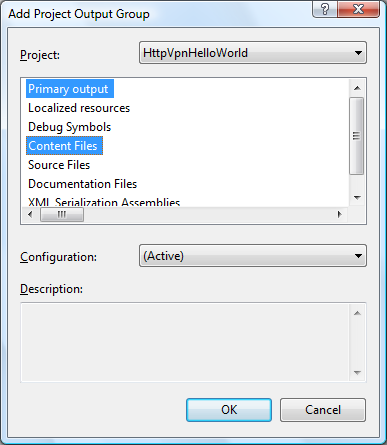 Adding setup project outputs.