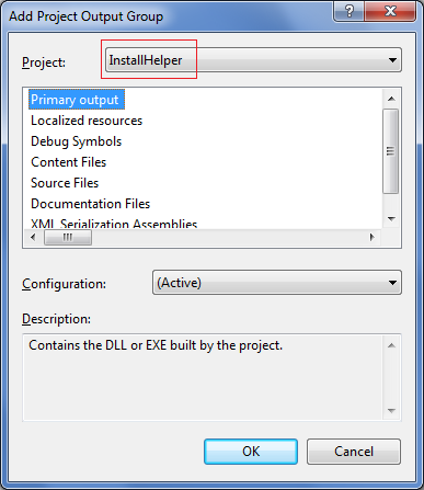 Adding InstallHelper project output