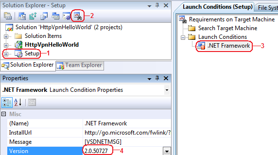 Specifying proper launch conditions .NET Framework version