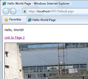 Sample ASP.NET running in Internet Explorer