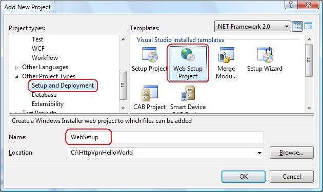 Adding WebSetup project for apps targeting IIS.